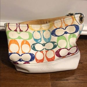 COACH white & rainbow purse